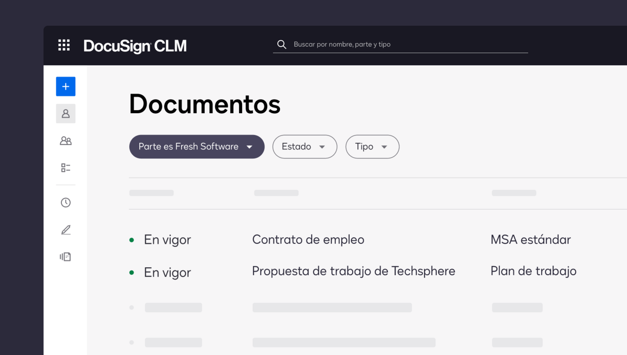 Imagen del producto CLM mostrando todos los contratos en una ubicación centralizada.